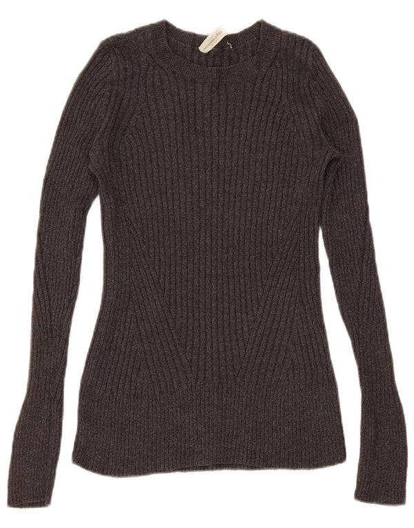 Abercrombie & Fitch Pull col bateau pour femme UK 10 Petit coton gris