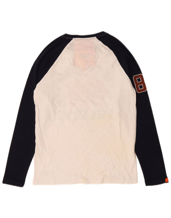 Superdry Haut Graphique à Manches Longues pour Homme Petit Coton Colorblock Blanc