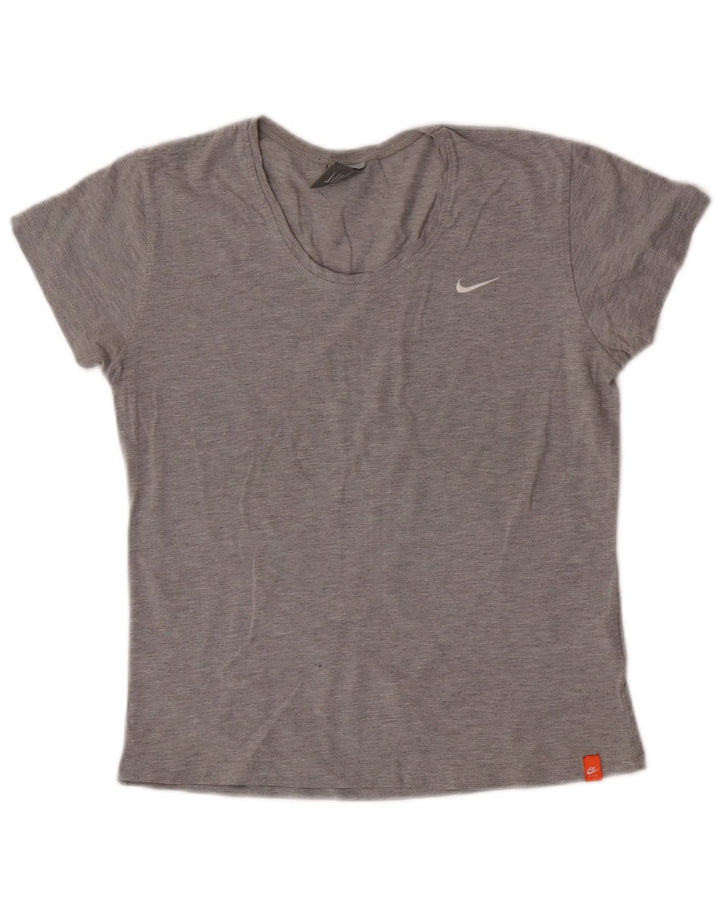 Nike T-Shirt Femme UK 10/12 Gris Moyen Coton