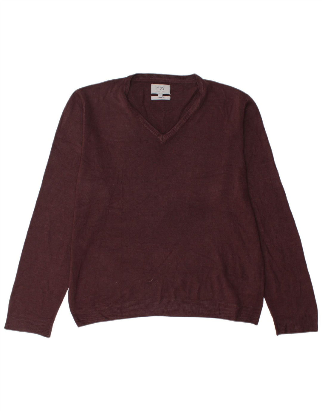 Marks & Spencer Pull col V pour homme en acrylique bordeaux Taille L