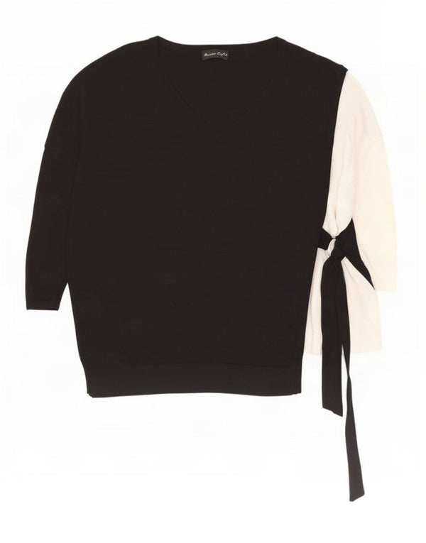 Phase Eight Pull à manches 3/4 et col en V pour femme UK 14 Large Noir