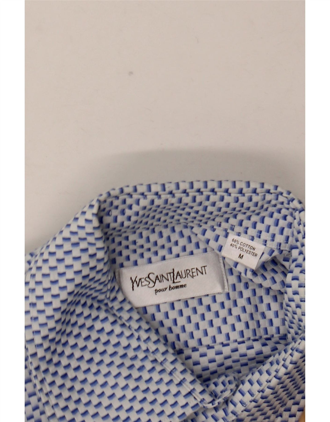 Yves Saint Laurent Chemise habillée en coton géométrique bleu moyen