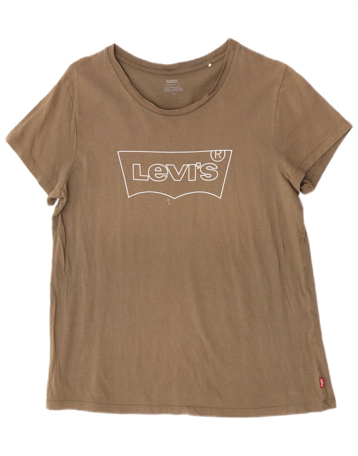 Levi's T-Shirt Graphique Femme UK 14 Kaki Moyen