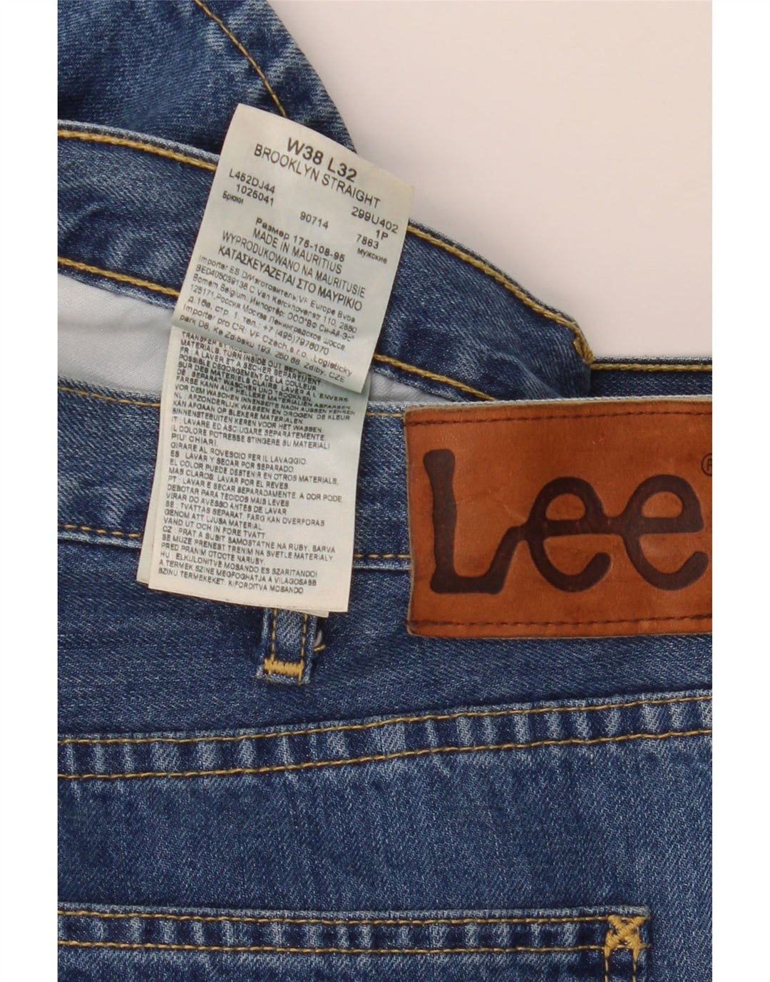 Lee Jean Droit Brooklyn Homme W38 L32 Bleu Coton