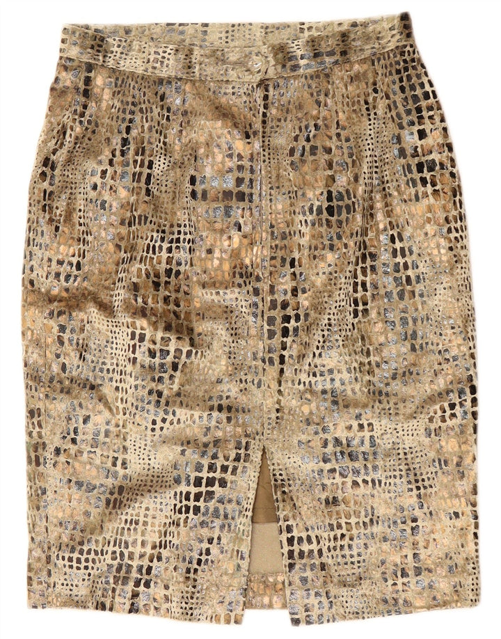 jupe crayon femme vintage W26 petit imprimé animal beige