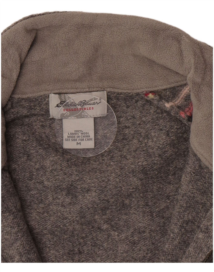 Eddie Bauer Cardigan pour femme en laine d'agneau rayée gris moyen UK 12