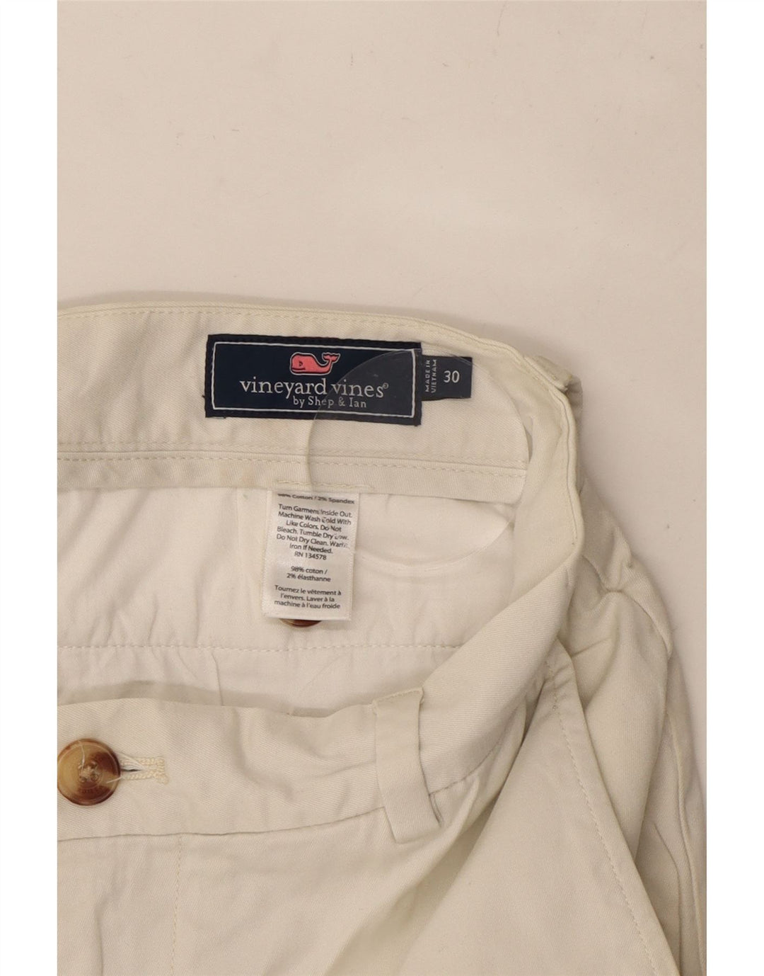 VINEYARD VINES Short Chino Homme W30 Coton Blanc Moyen