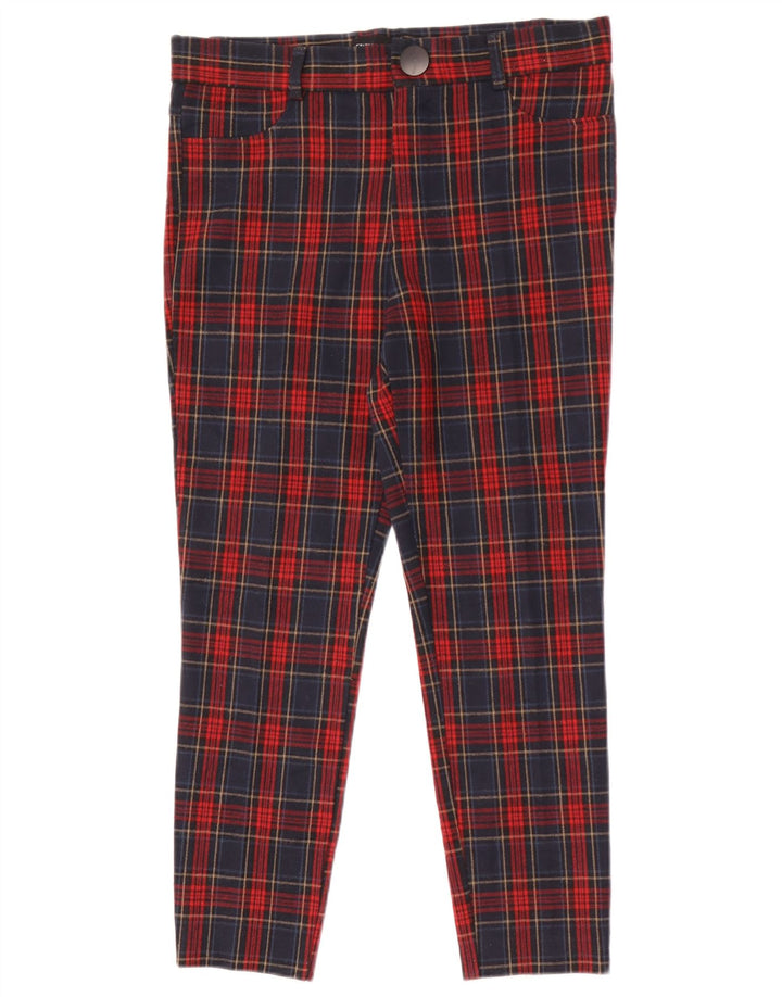 Zara Pantalon court slim pour femme Large W30 L25 Carreaux rouges
