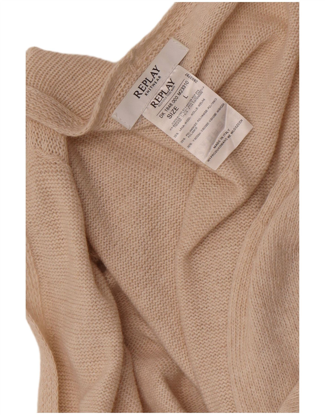 Replay Cardigan ouvert pour femme UK 16 Large en laine blanc cassé