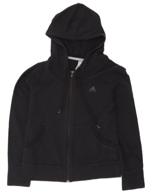 Adidas Pull à capuche zippé pour femme UK 14 Coton noir moyen