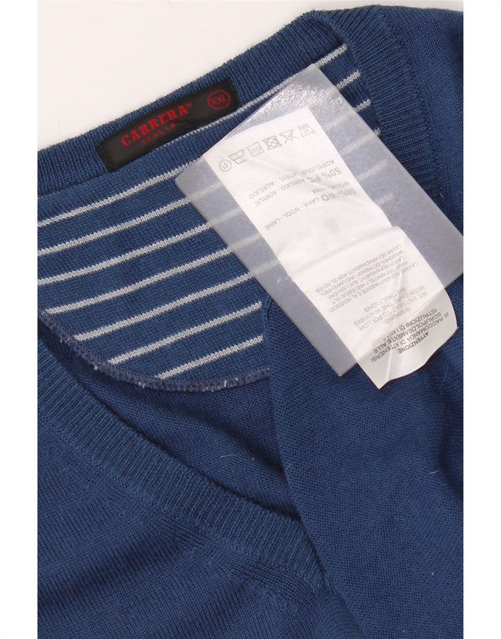 Carrera Pull col V pour homme 2XL Bleu Laine