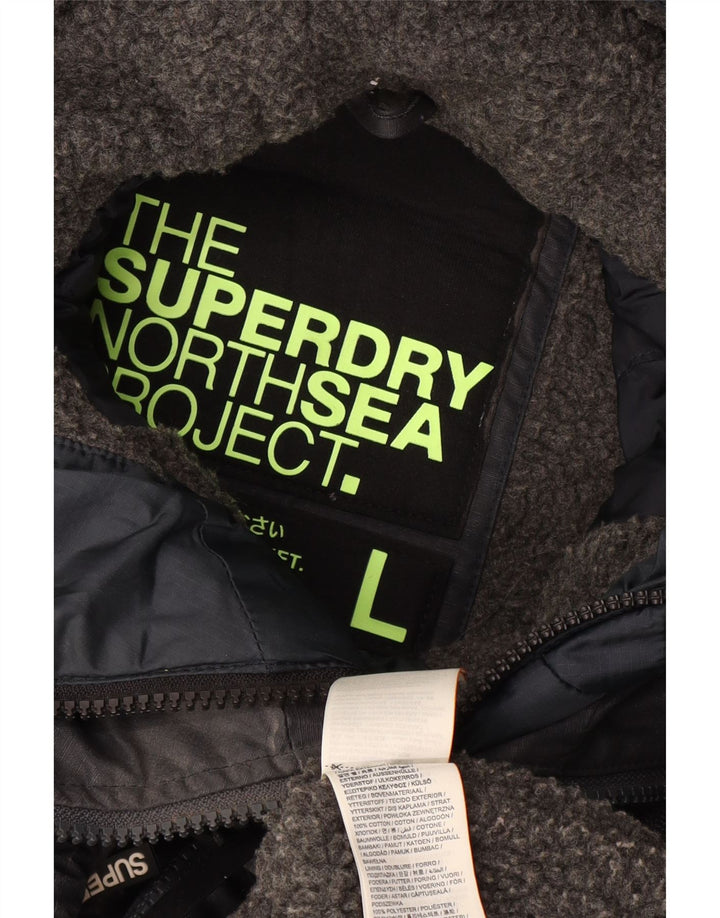 Superdry Veste coupe-vent à capuche pour hommes UK 40 Grand logo bleu marine