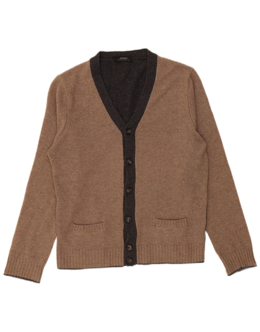 Alpha Massimo Rebecchi Pull Cardigan Homme IT 50 Marron Moyen Colourblock