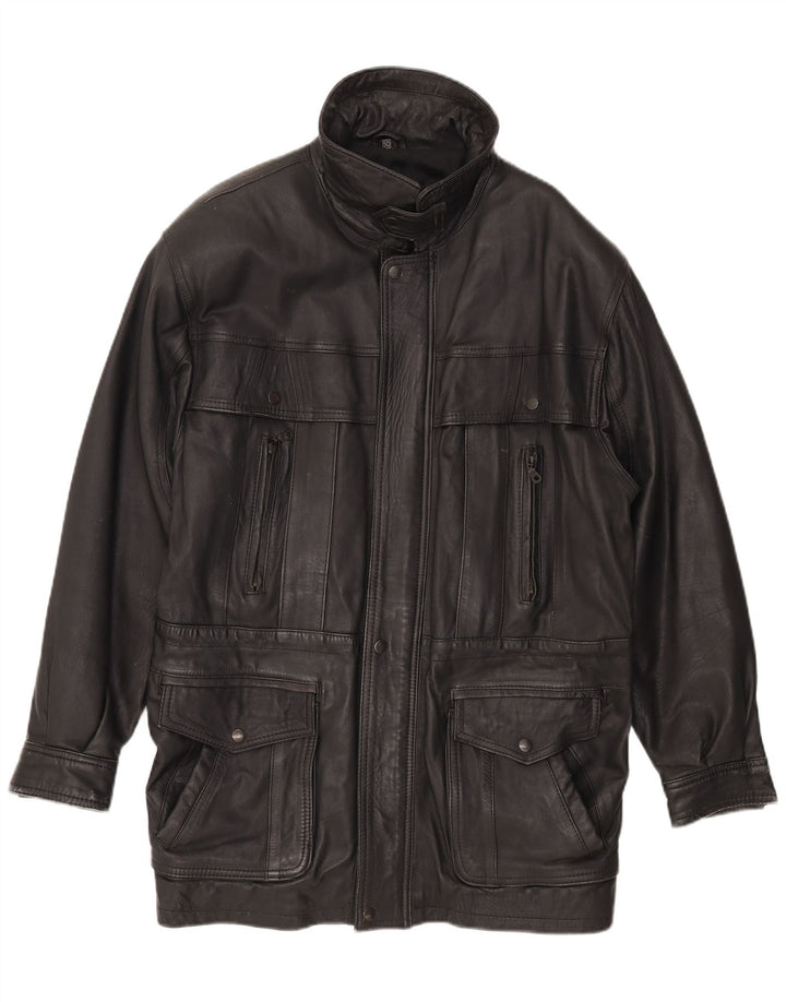 veste en cuir homme vintage EU 50 Grand cuir noir