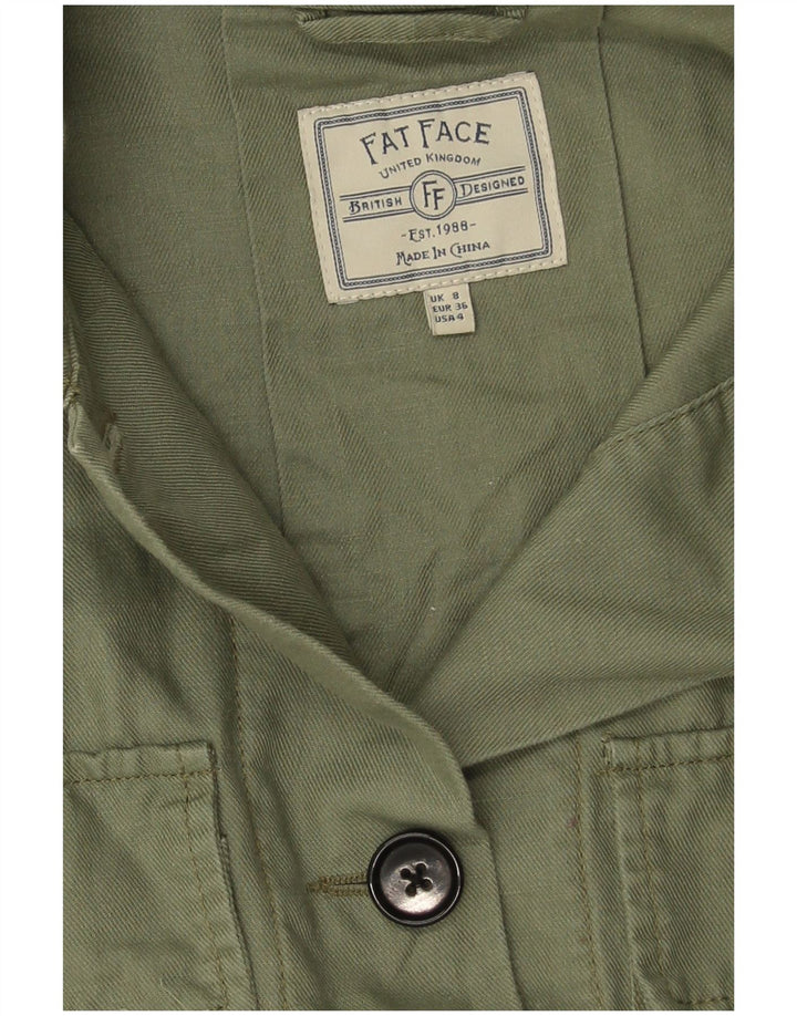 Fat Face Veste militaire surdimensionnée pour femme UK 8 Petit lin vert