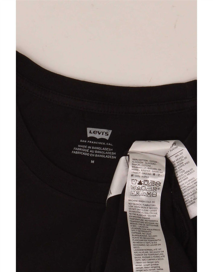 Levi's T-Shirt Graphique Femme UK 12 Noir Moyen Coton