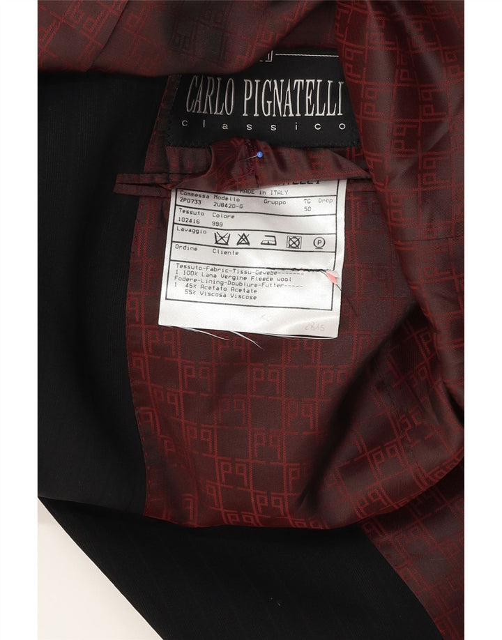 Carlo Pignatelli Veste Blazer 2 Boutons Homme IT 50 Grande Laine Vierge Noire