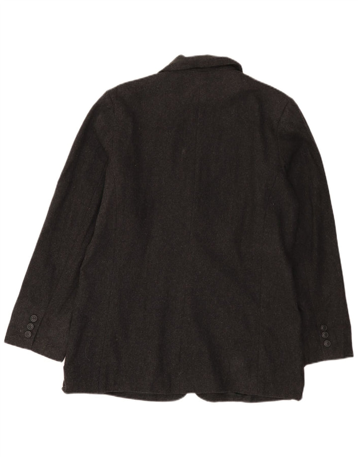 EDDIE BAUER Veste Blazer 3 Boutons Femme UK 14 Laine Gris Moyen