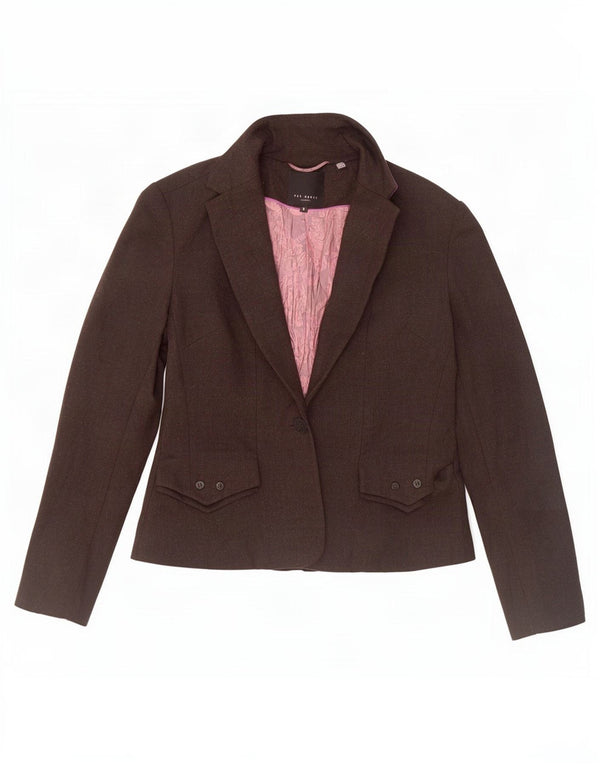 Ted Baker Veste blazer à 1 bouton pour femme Taille 3 Laine marron moyen
