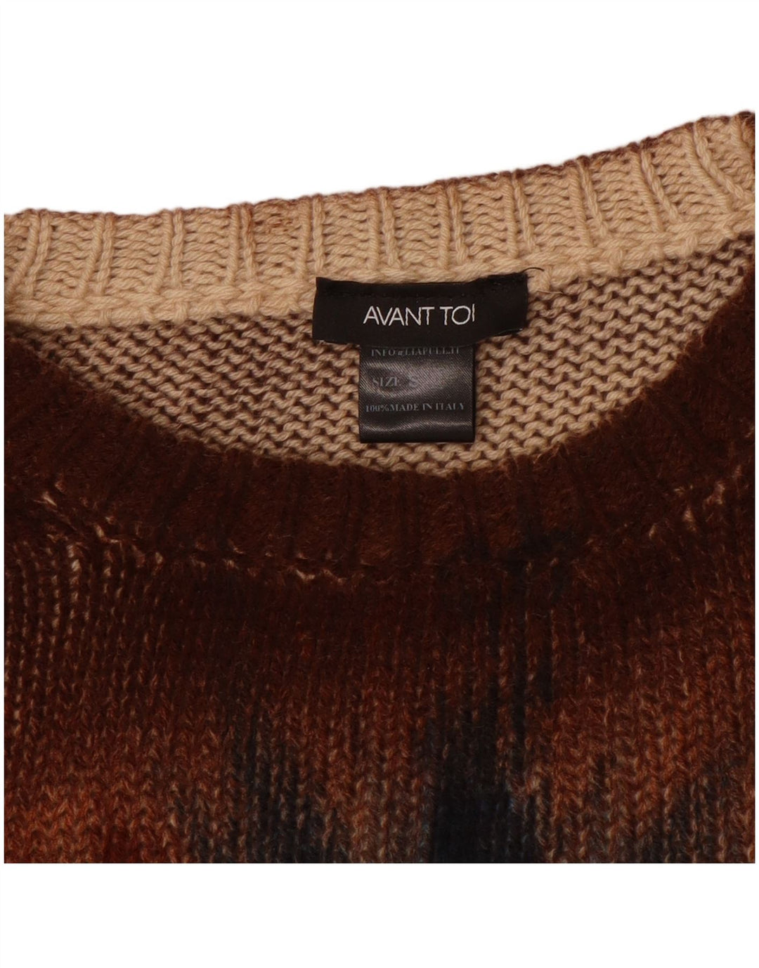 vintage Femmes Oversize Crew Neck Jumper Pull UK 10 Petit Brown Tie Dye