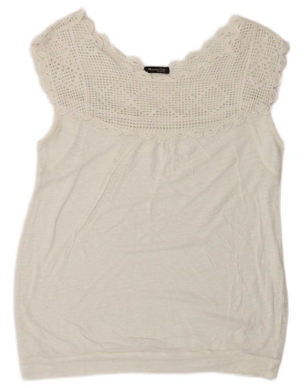 Massimo Dutti Chemisier sans manches pour femme UK 16 Large Blanc