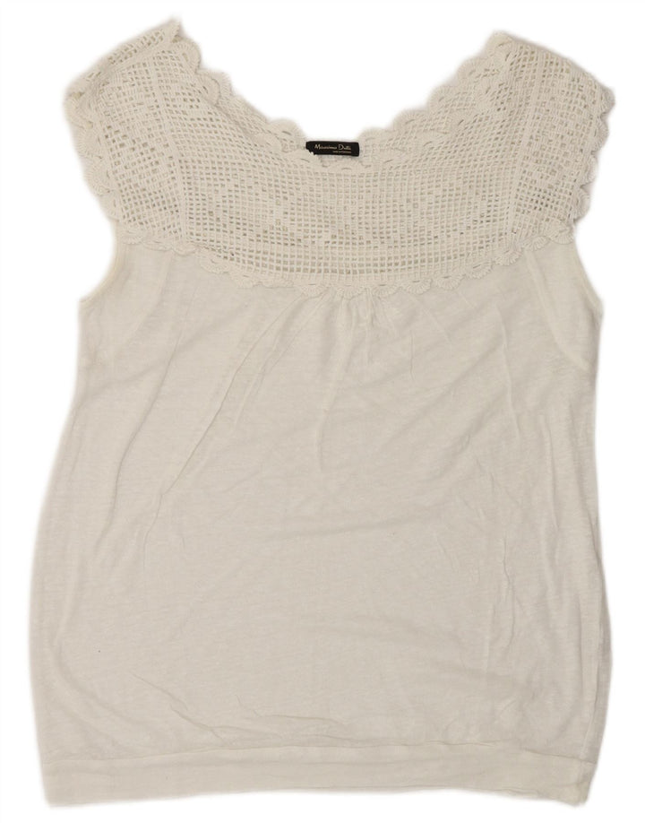 Massimo Dutti Chemisier sans manches pour femme UK 16 Large Blanc