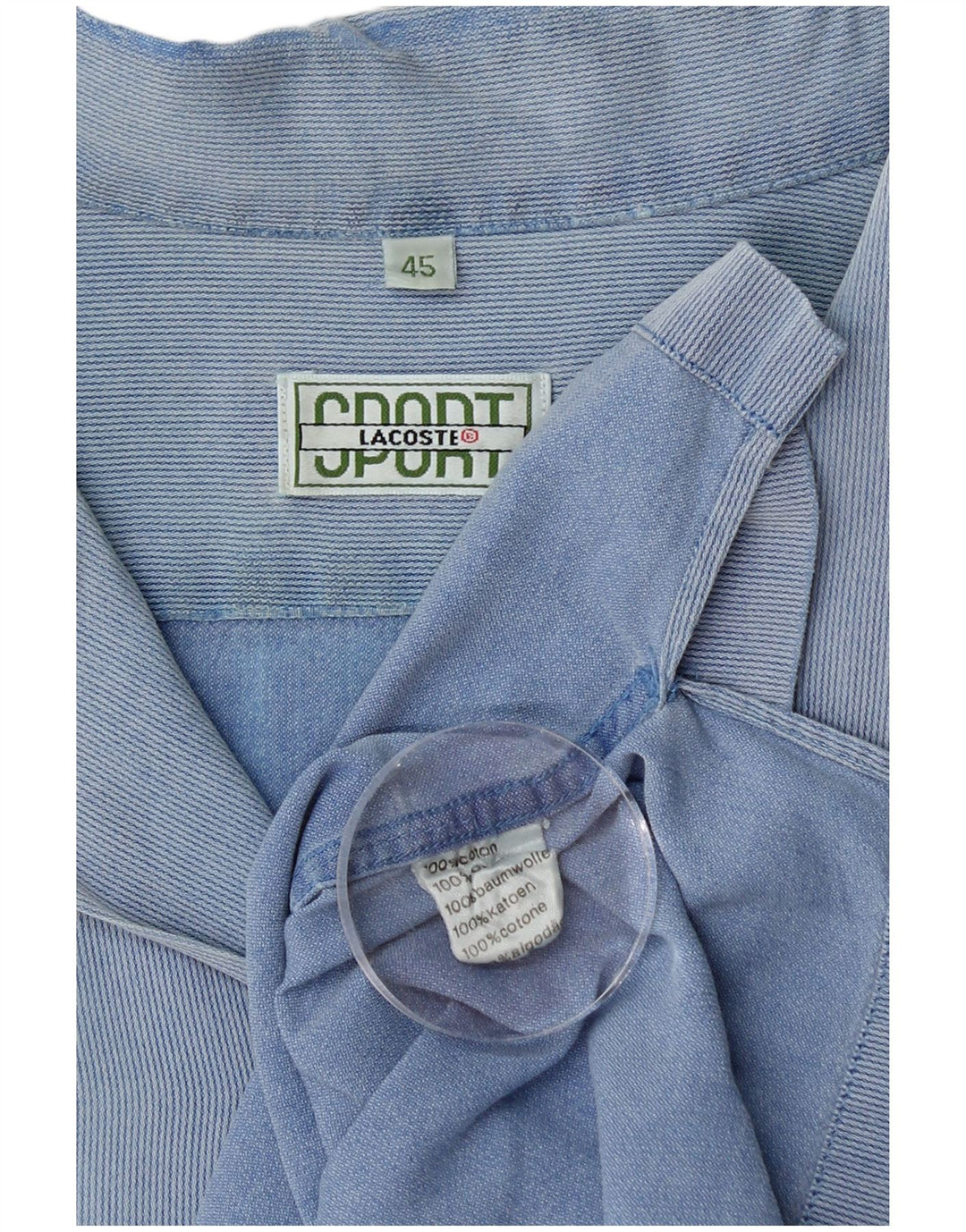 LACOSTE Chemise à manches courtes pour hommes Taille 45 XL Coton à fines rayures bleues