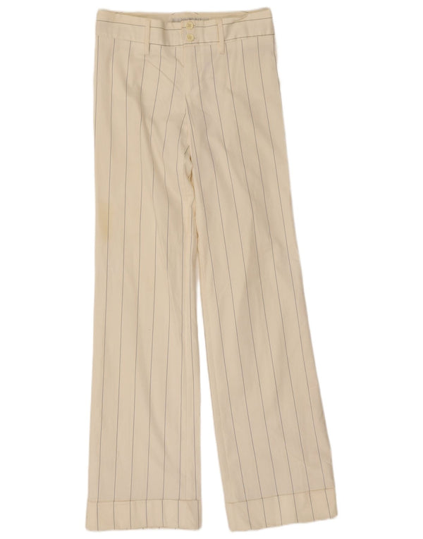 Zara Pantalon décontracté bootcut pour femme EU 36 XS W26 L32 Coton rayé blanc