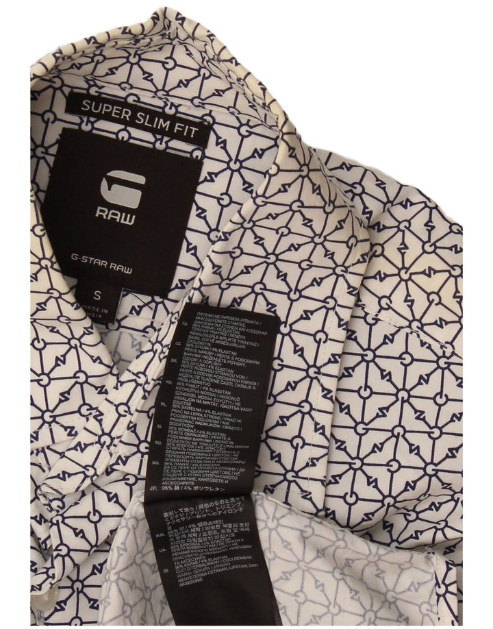 G-STAR Mens Extra Slim Fit Shirt Small White Geometric Cotton