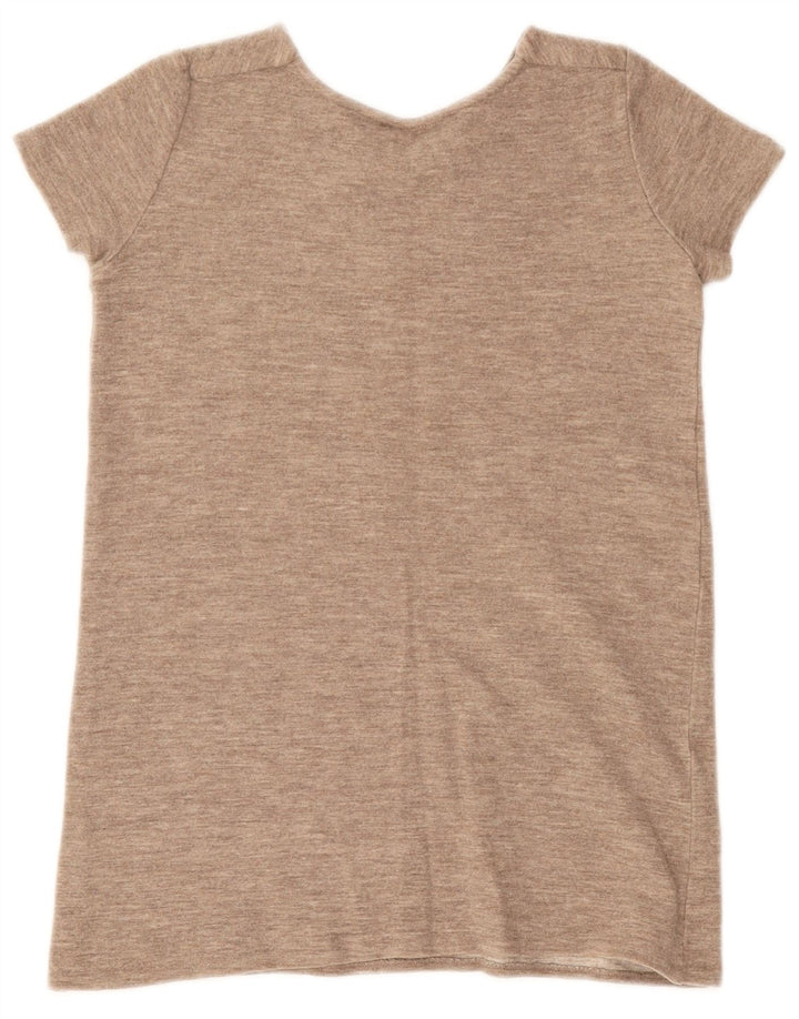 Zara Womens T-Shirt Top UK 12 Marron Moyen Moucheté