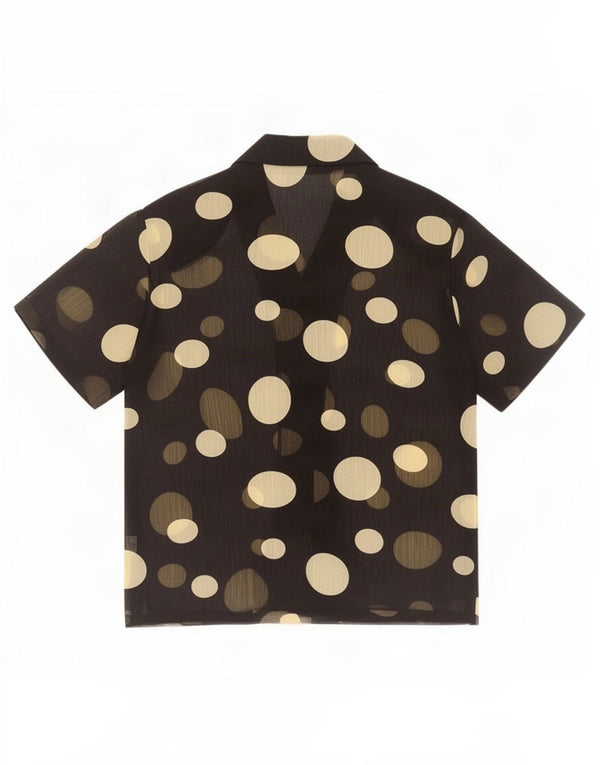 vintage Femme Chemise À Manches Courtes Blouse UK 16 Grand Noir À Pois