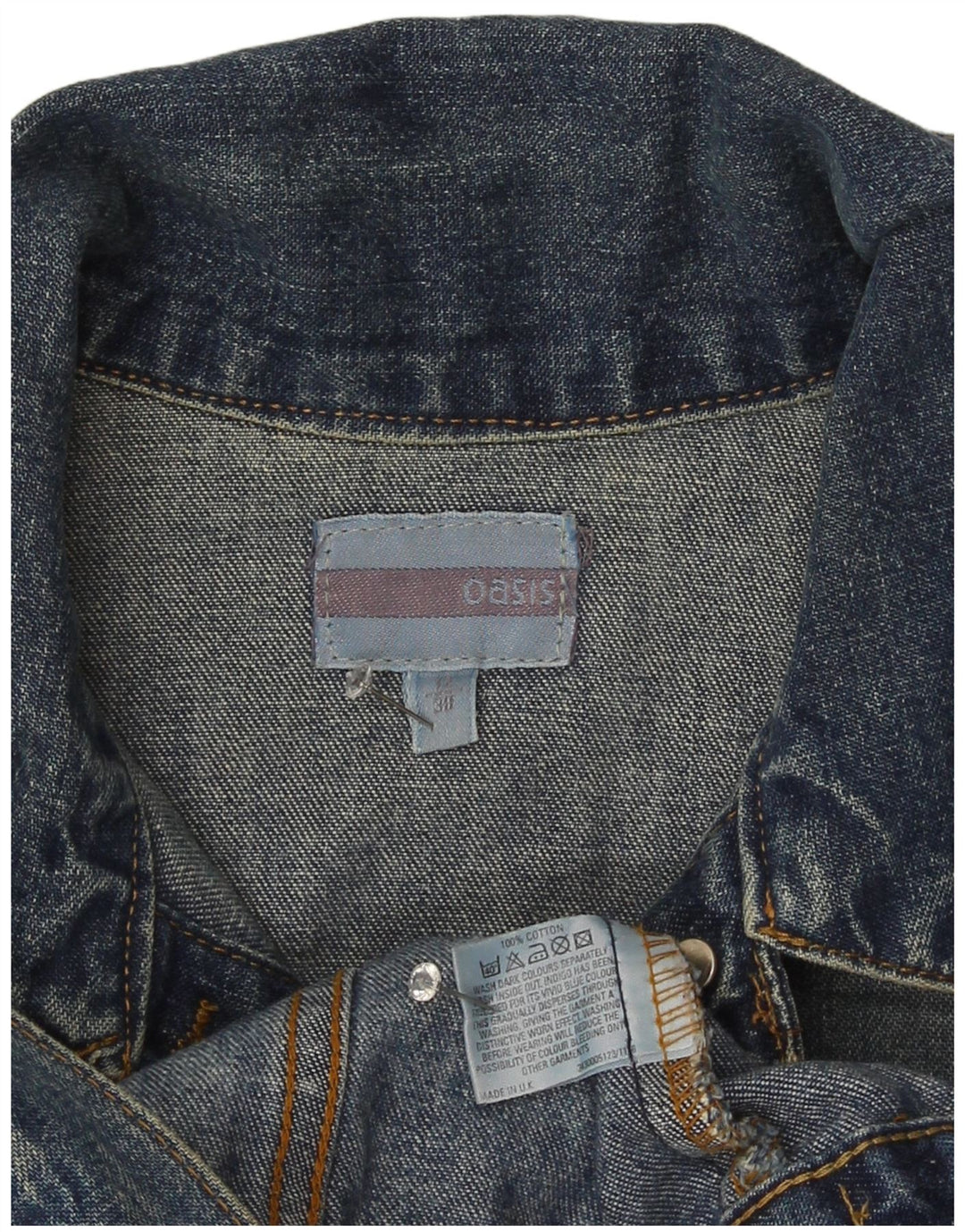 Oasis Veste en jean courte pour femme UK 12 Bleu moyen Coton