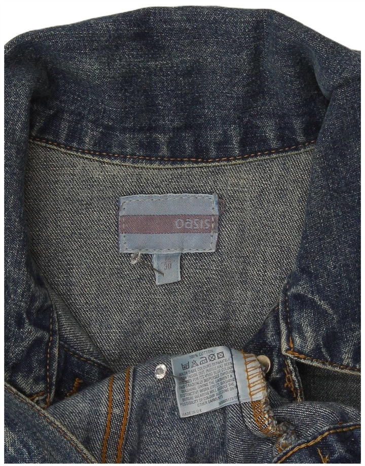 Oasis Veste en jean courte pour femme UK 12 Bleu moyen Coton