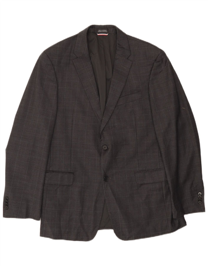 Tommy Hilfiger Veste blazer à 2 boutons pour homme UK 40 Large laine à carreaux gris