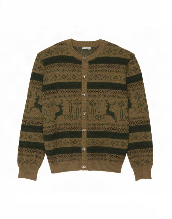St. Peter Trachten Pull Cardigan Homme Kaki Moyen Fair Isle Acrylique