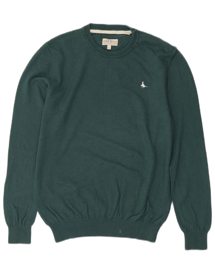 JACK WILLS Pull Col Rond Homme Vert Moyen Coton