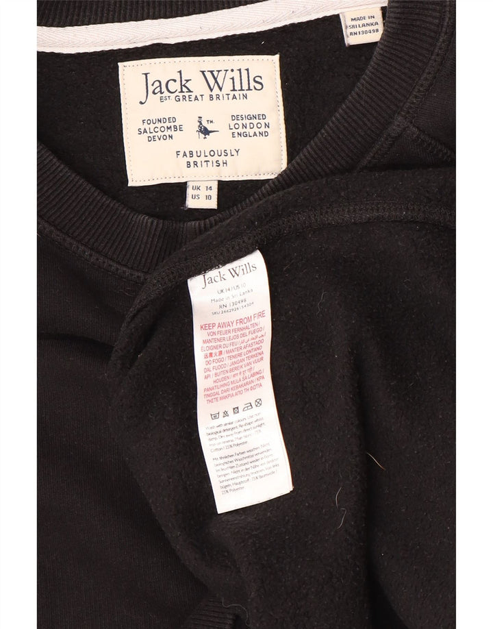 JACK WILLS Sweat-shirt coupe ample pour femme UK 14 Grand coton noir