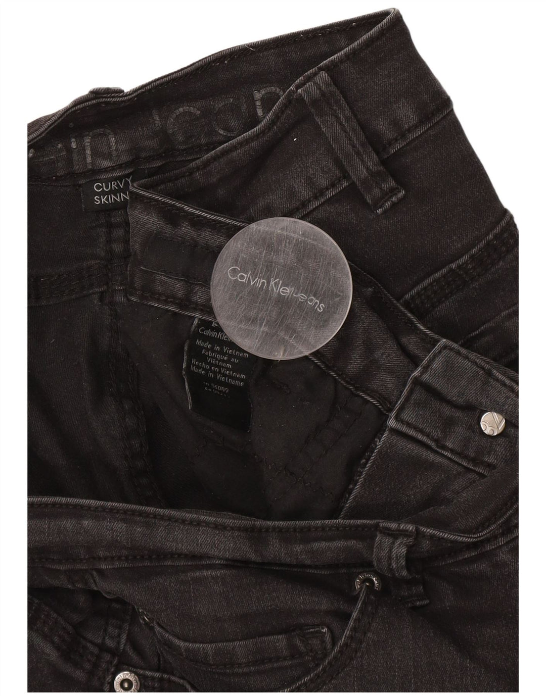 CALVIN KLEIN Jean skinny courbé pour femme W34 L30 Gris