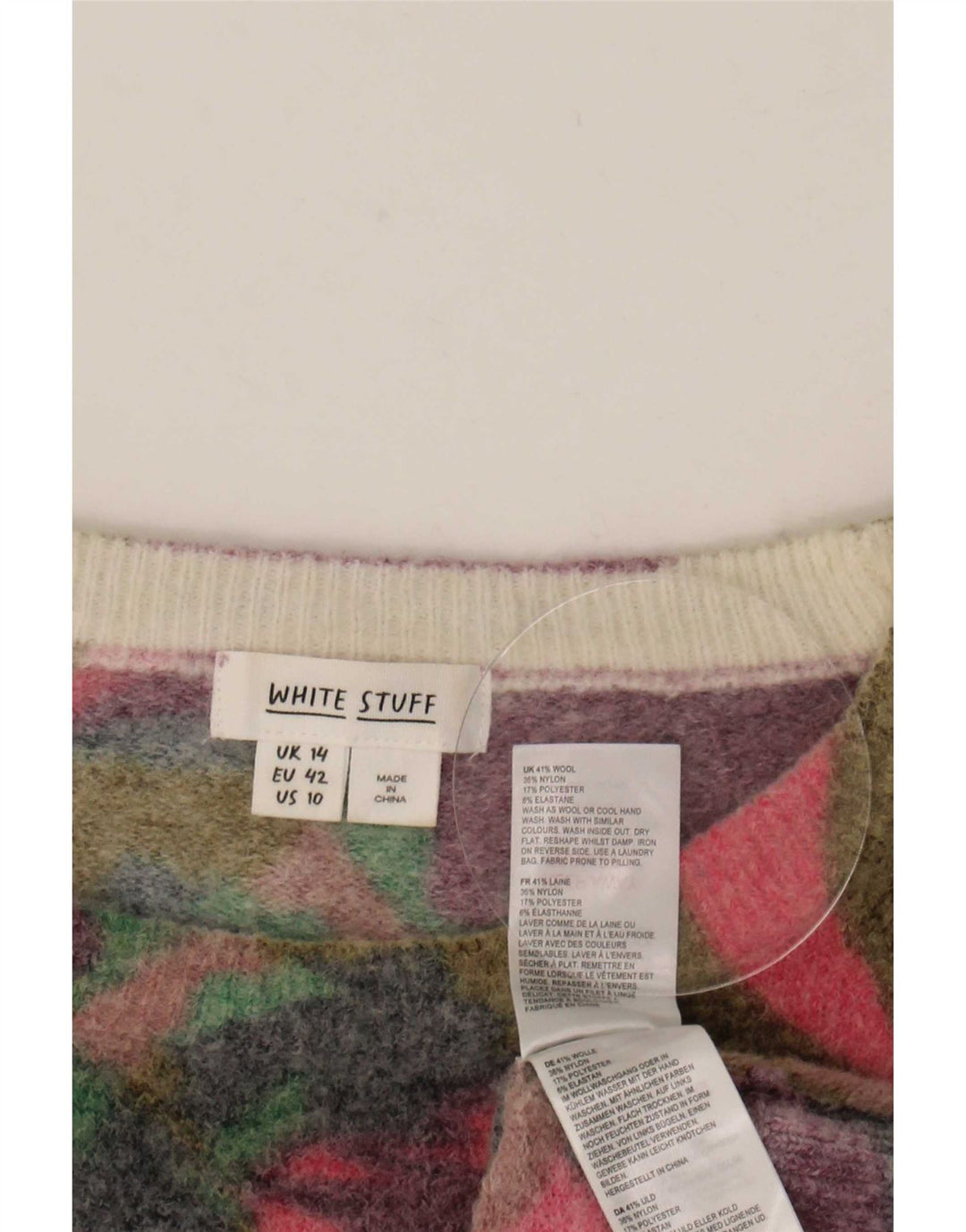 Pull White Stuff Femme Col Bateau UK 14 Large Multicolore