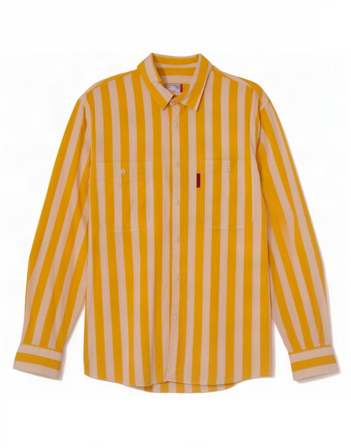 Chemise Homme Vintage Grande Rayure Jaune