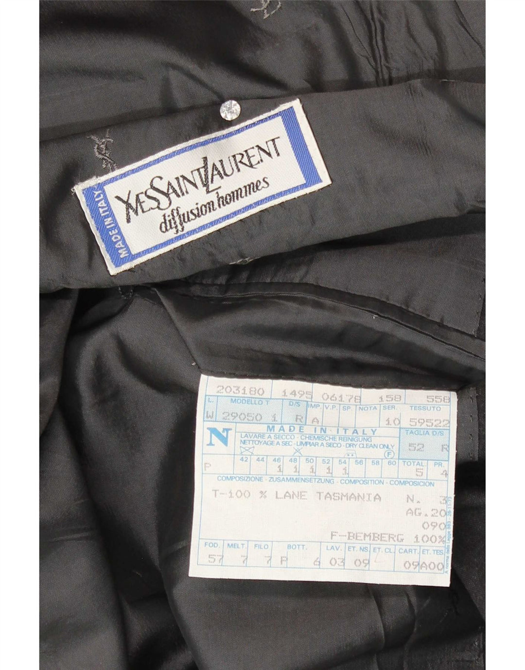 Yves Saint Laurent Veste blazer à double boutonnage pour homme IT 52 XL Laine grise