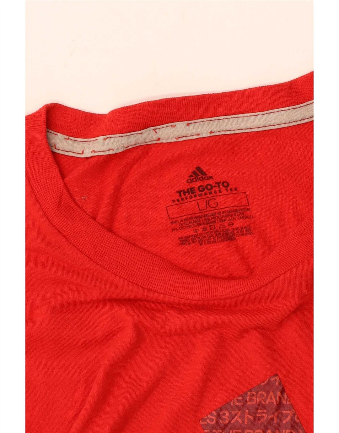 Adidas Hommes Climalite Graphic T-Shirt Top Large Rouge Polyester