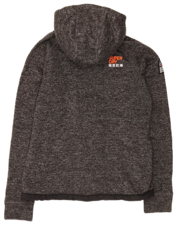 SUPERDRY Pull à capuche zippé pour femme UK 44 Polyester moucheté gris moyen