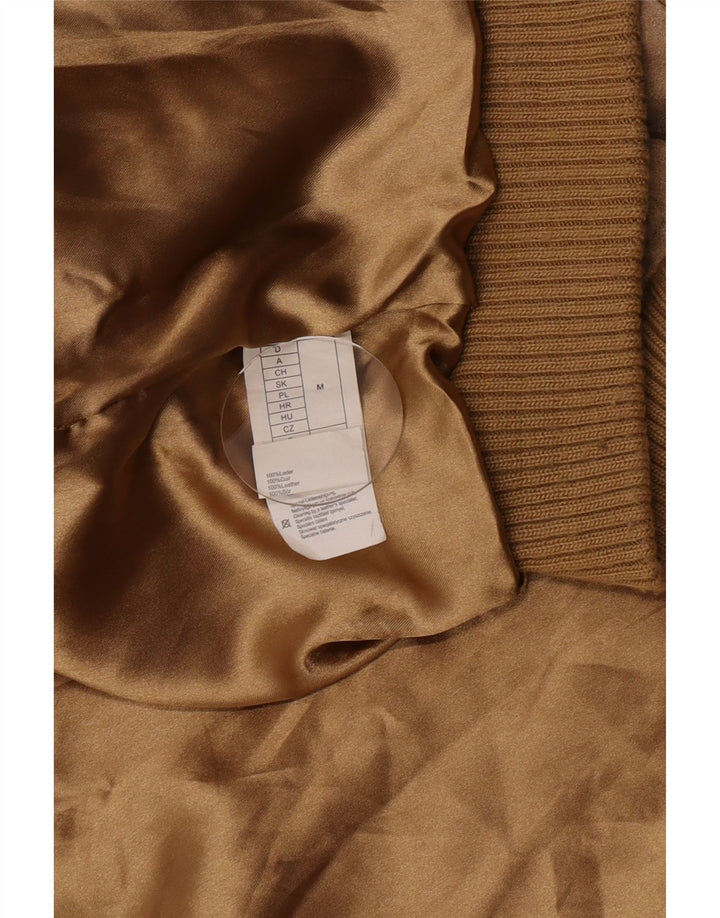 veste bomber en daim femme vintage UK 12 cuir beige moyen