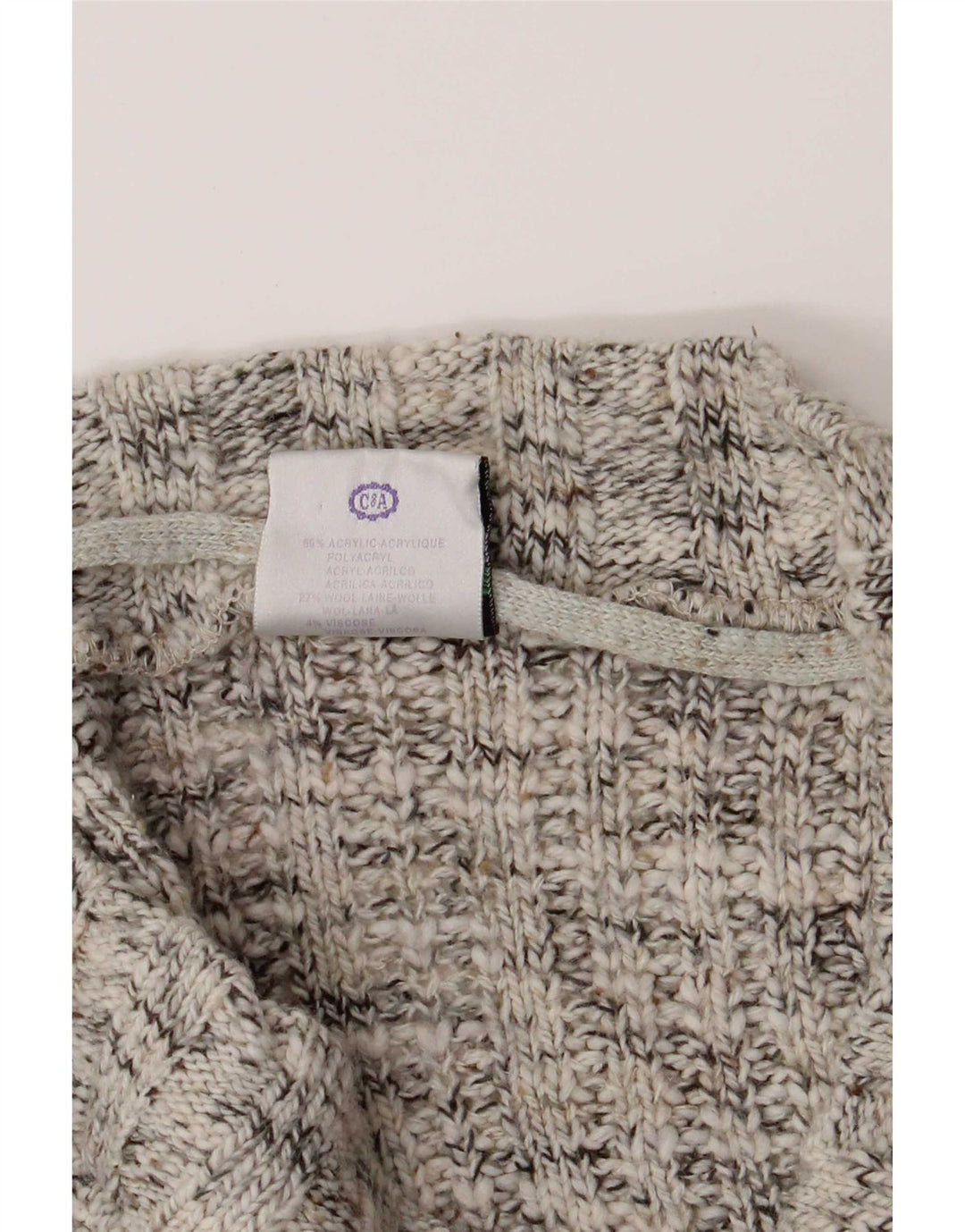 C&A Pull New Fast Col V Homme Gris Moyen Acrylique Moucheté