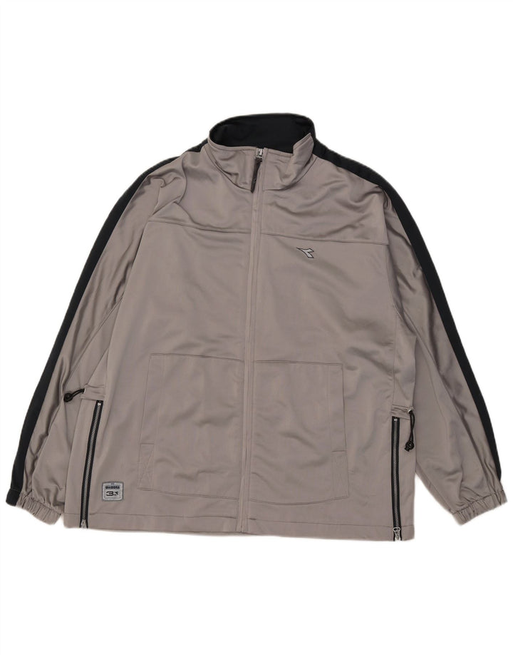 Diadora Veste de survêtement surdimensionnée pour femme UK 14 Large Gris Colorblock