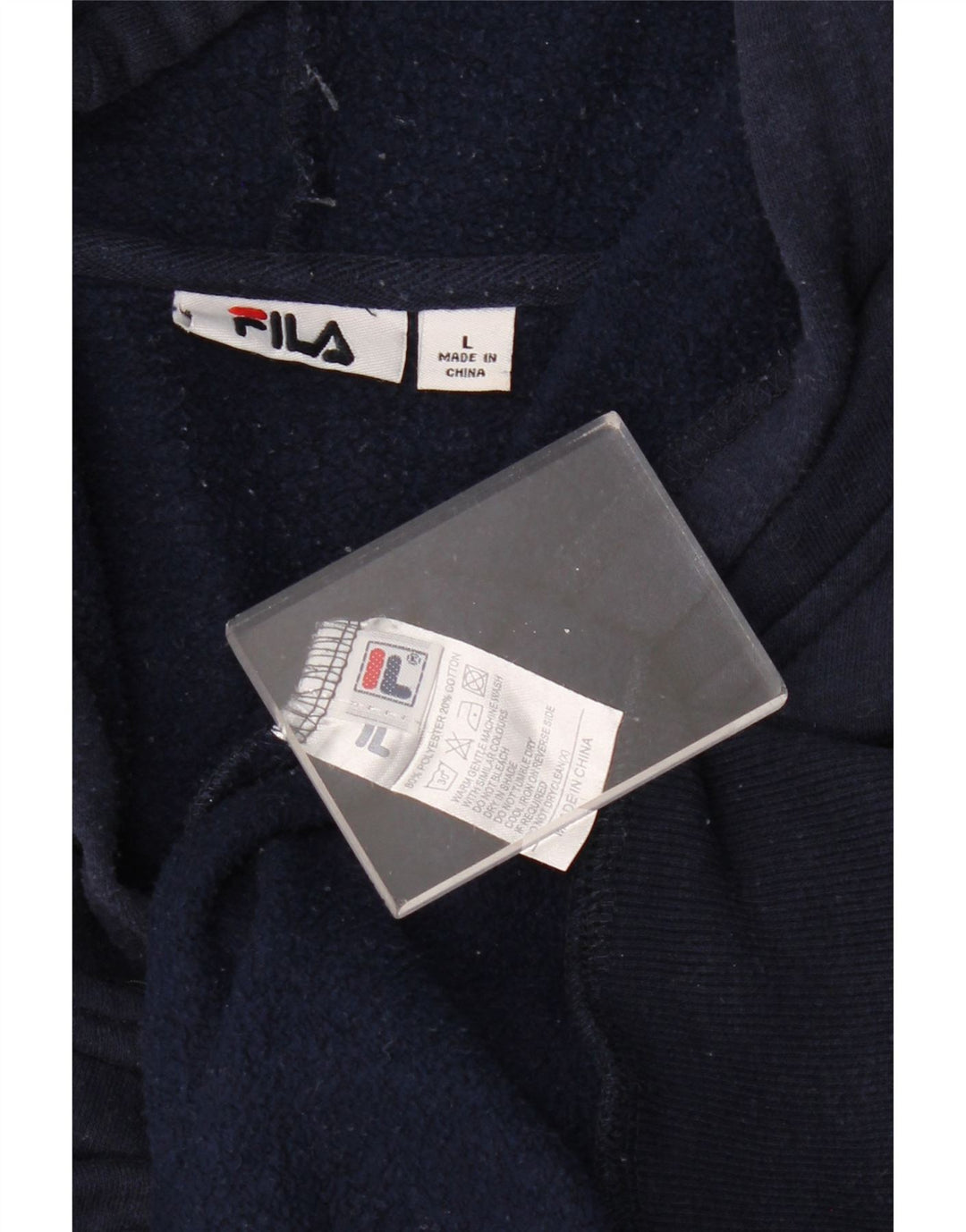 FILA Pull à capuche graphique pour homme en coton bleu marine Taille L