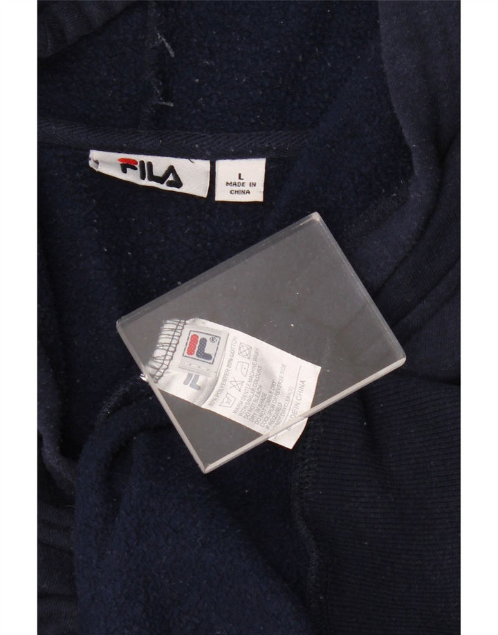 FILA Pull à capuche graphique pour homme en coton bleu marine Taille L