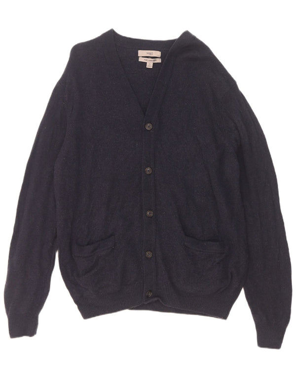 Marks & Spencer Pull Cardigan Homme XL Bleu Marine Laine d'Agneau