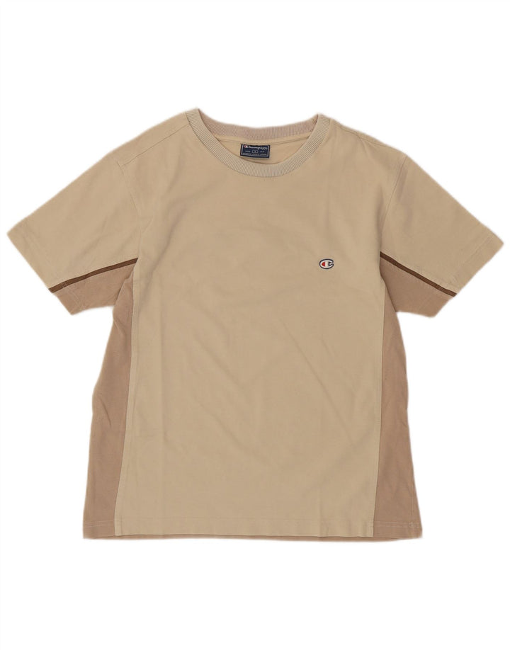 CHAMPION T-Shirt Homme Petit Beige Colorblock Coton
